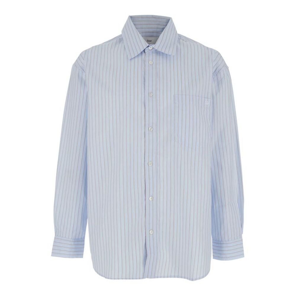 Dunst Men Blue Striped Cotton Shirt With Classic Collar For Men